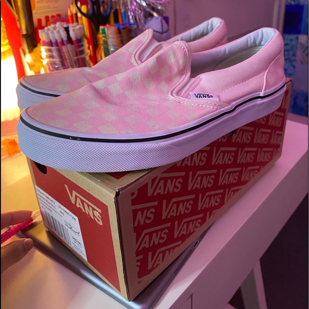 Chalk pink slip on vans